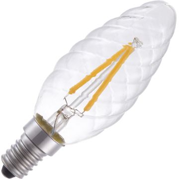 Lighto | LED filament | Kleine fitting E14 | Kaarslamp gedraaid | Helder | 35mm | 2W