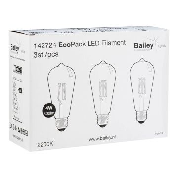 Bailey | 3x LED Buislamp | Grote fitting E27  | 4W