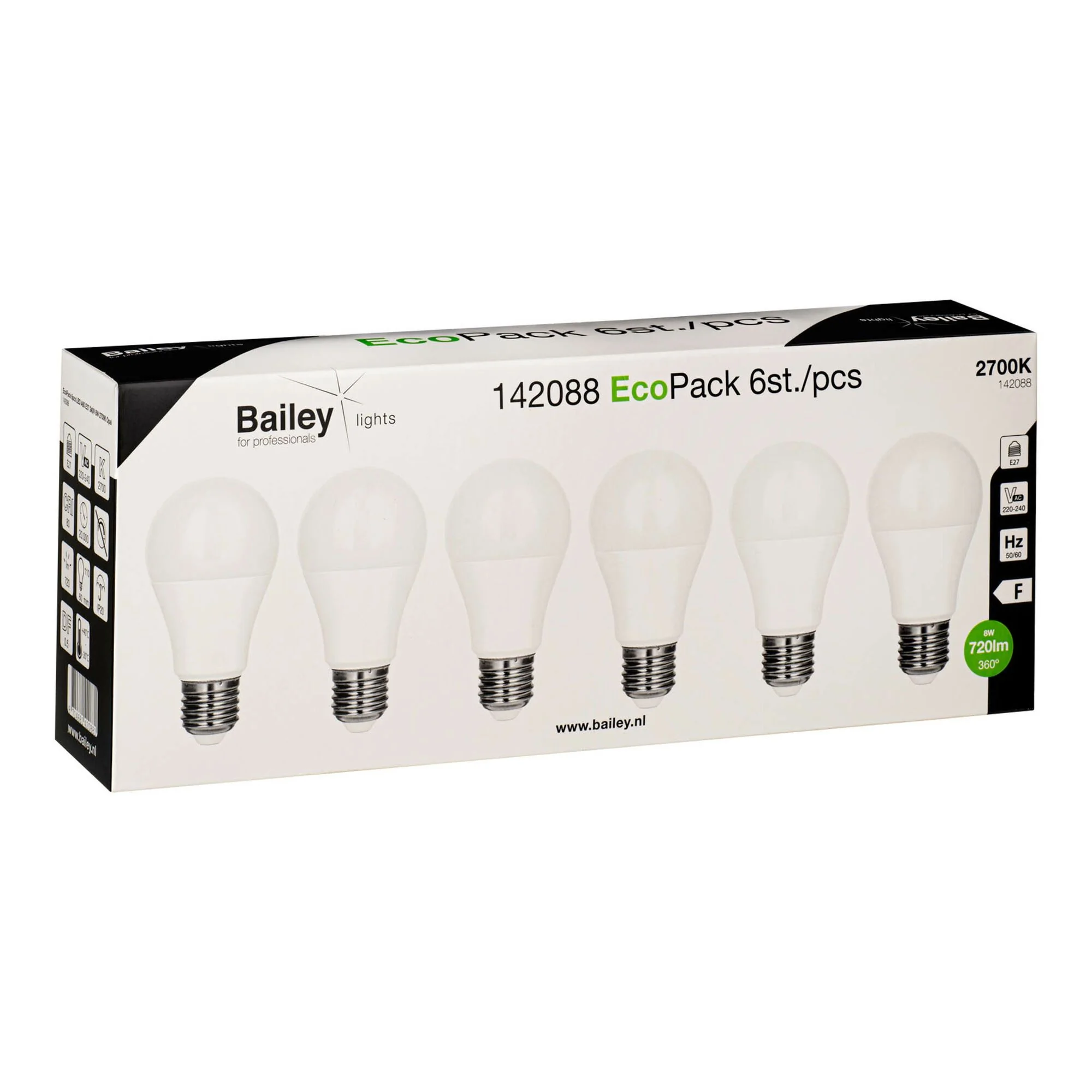 Bailey | LED-lamppu | Suuri kanta E27 | Vakiolamppu | 60mm | 8W