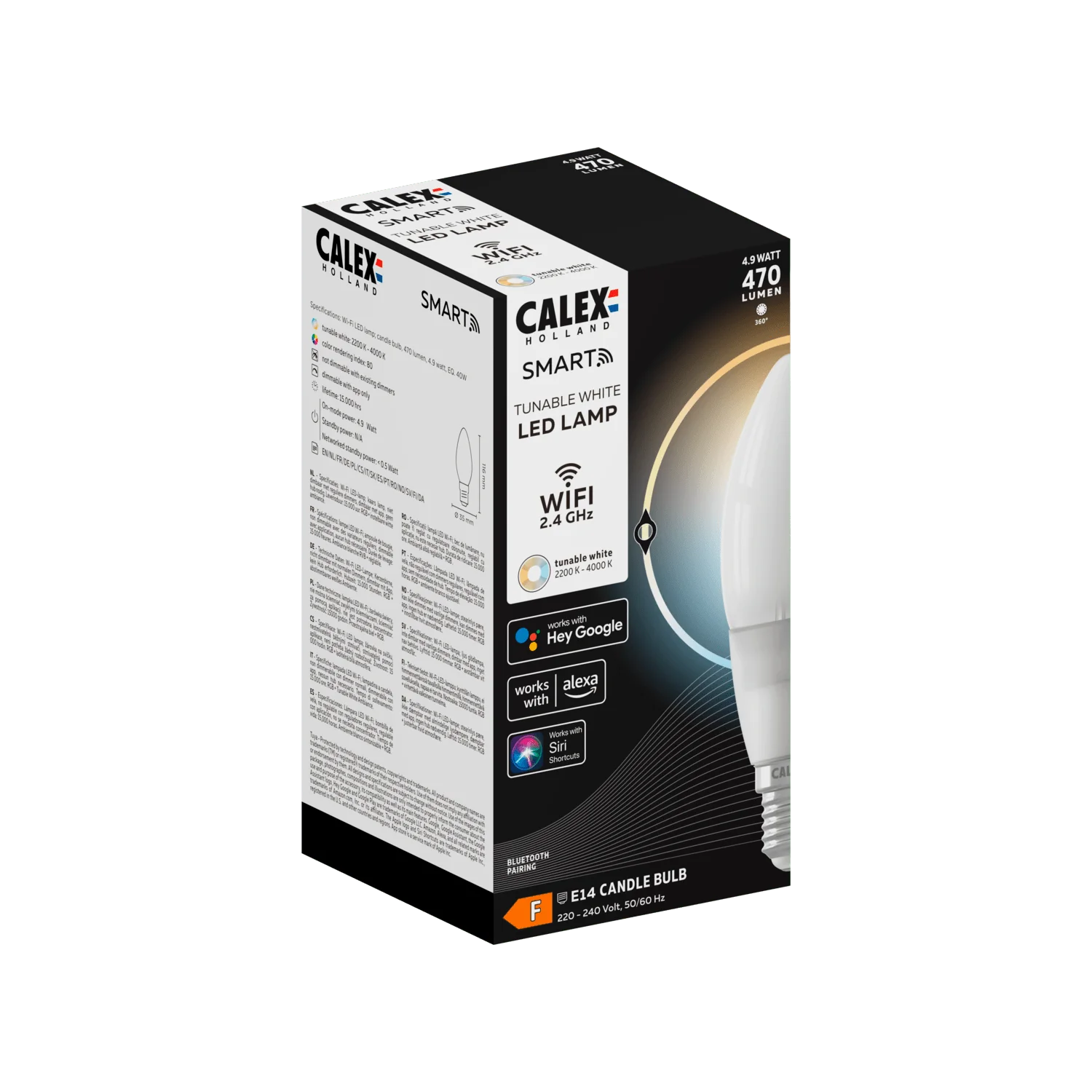 Calex | Smart | E14-asennus | Kynttilä B35 Softline | 4,9W | Ohjaussovellus | Control appi