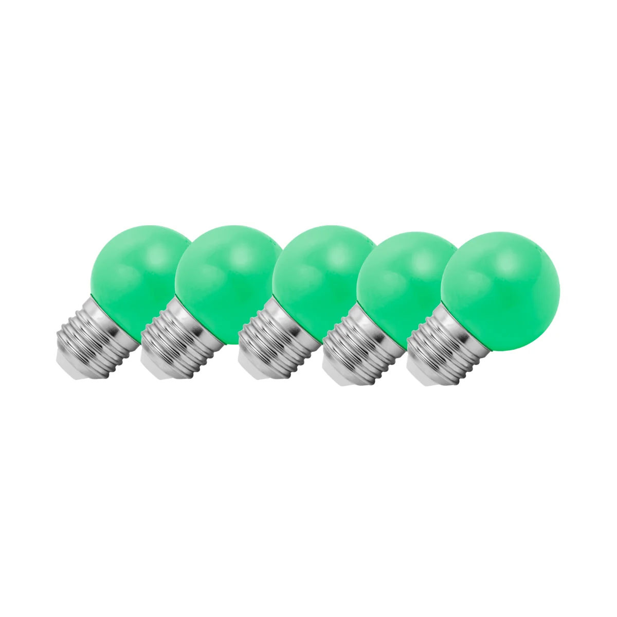 Lighto | LED-lamppu | Suuri kanta E27 | Vihreä | Pallolamppu | 45mm | 1.5W | Himmennettävä | 5-pack | Sopii lampunvarjostimen kaapeliin.